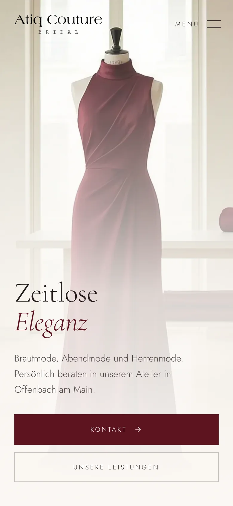 Startseite von Atiq Couture auf dem Handy