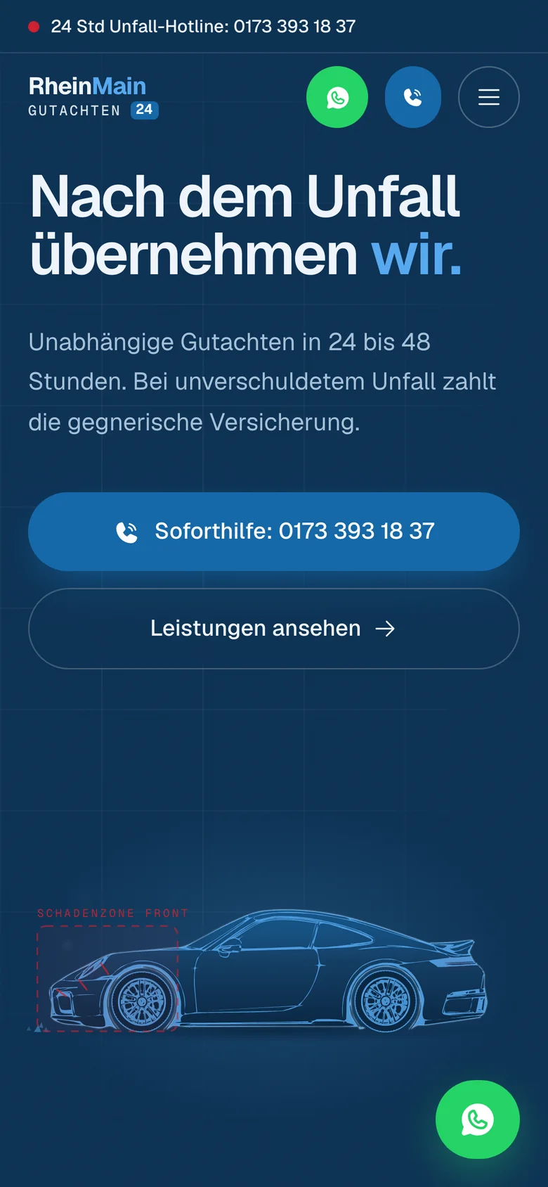 Startseite von RheinMain Gutachten 24 auf dem Handy