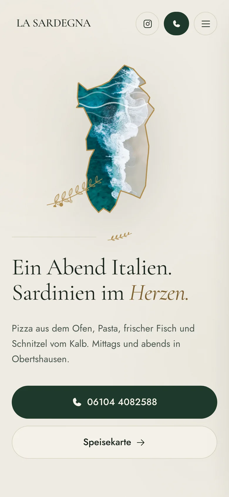 Startseite von La Sardegna auf dem Handy